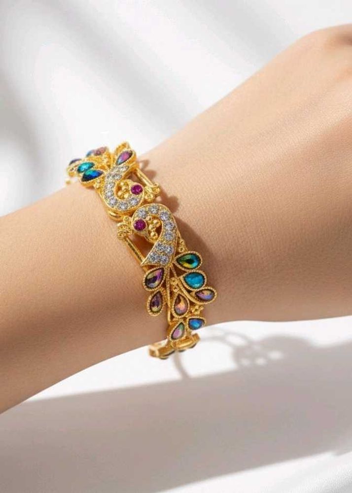 Gorgeous Peacock Crystal Cuff Bracelet