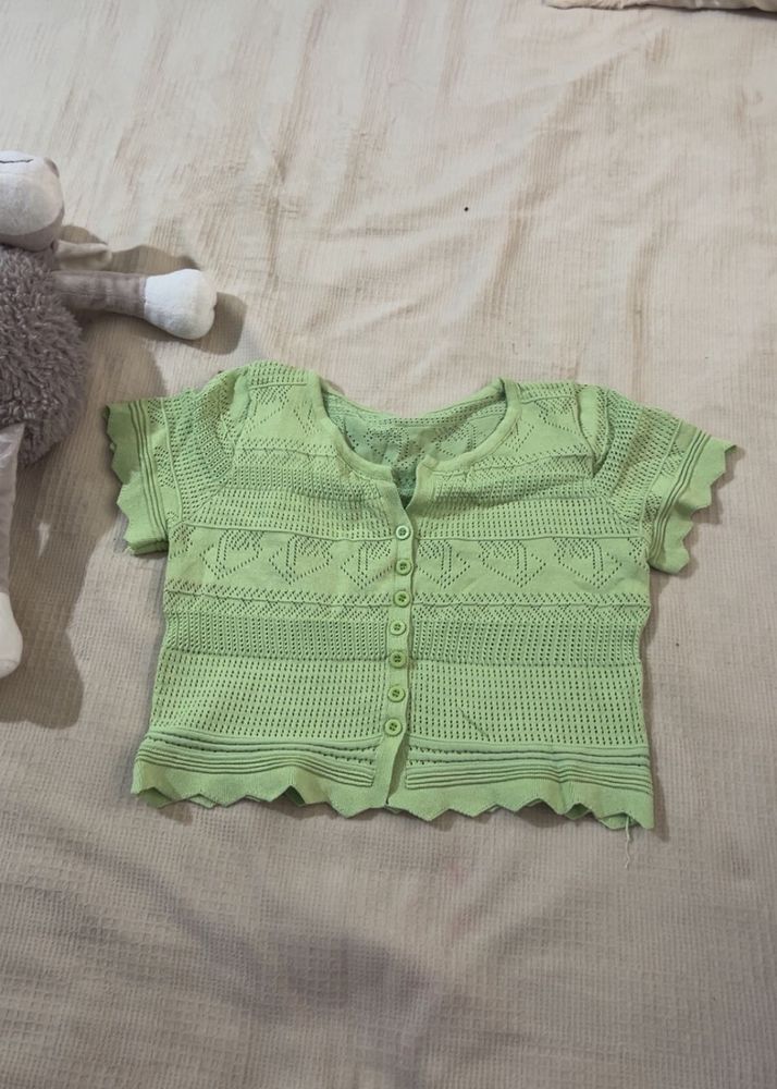 Cute Green Knit Cardigan