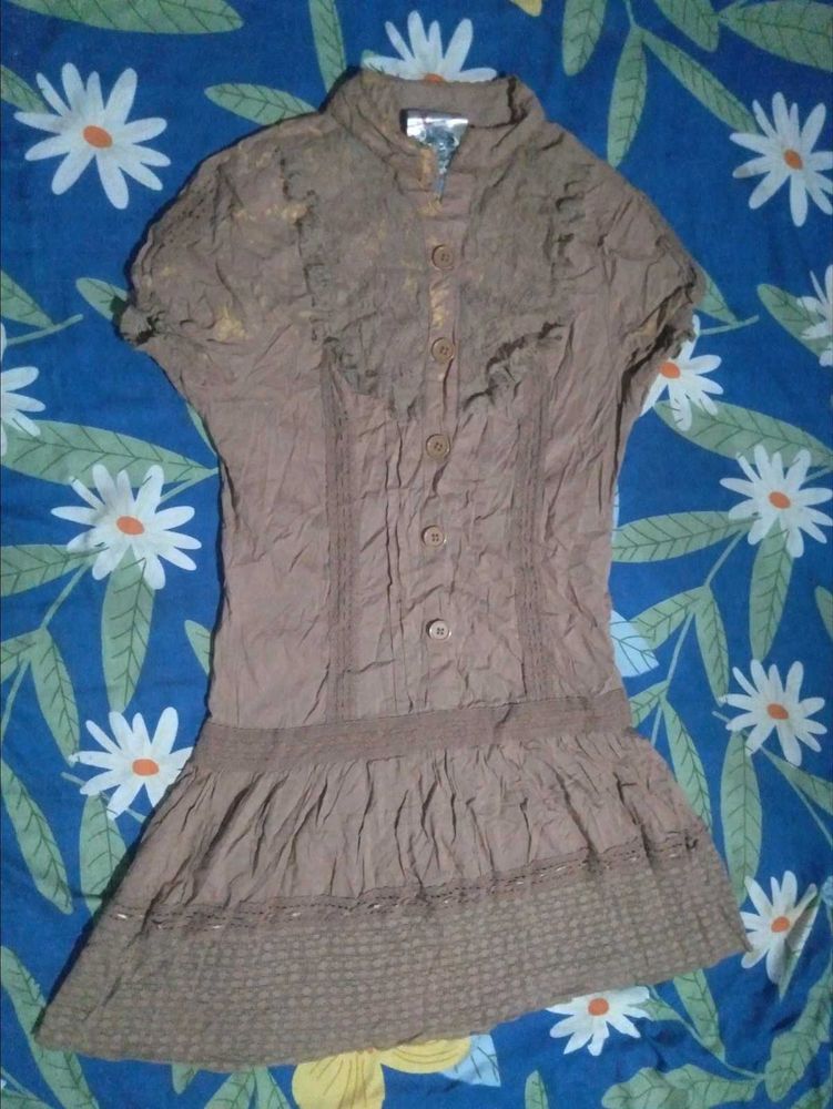 Boho Brown Button-Up Dress