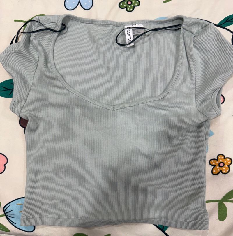 Ribbed Square Neck Crop Top