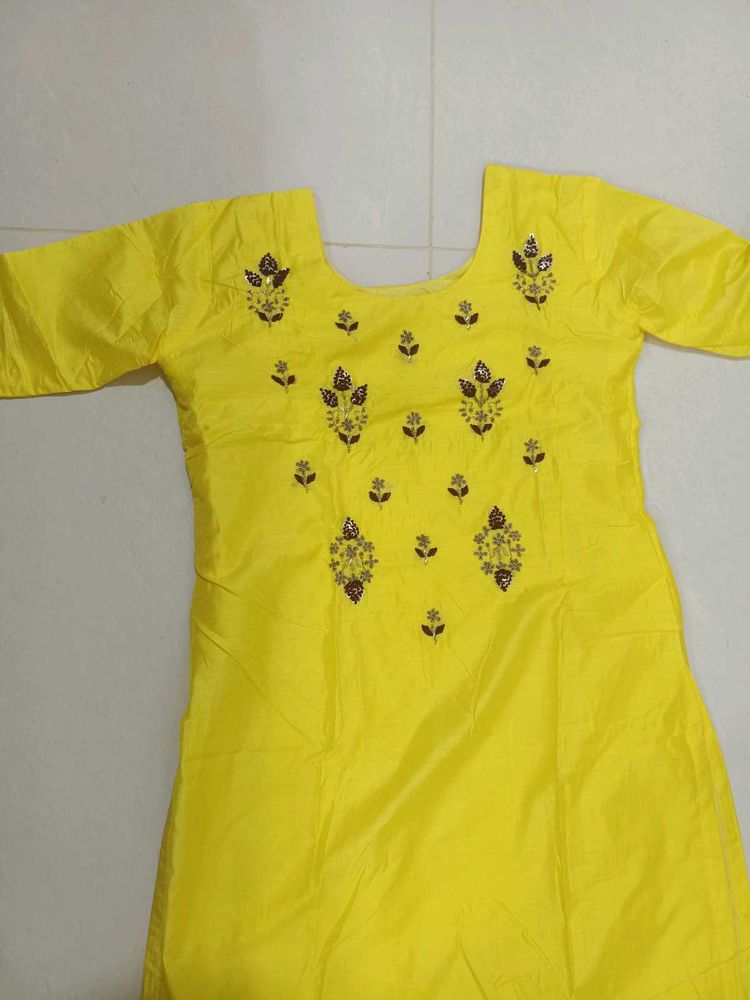 New Vibrant Yellow Embroidered Kurta for 249