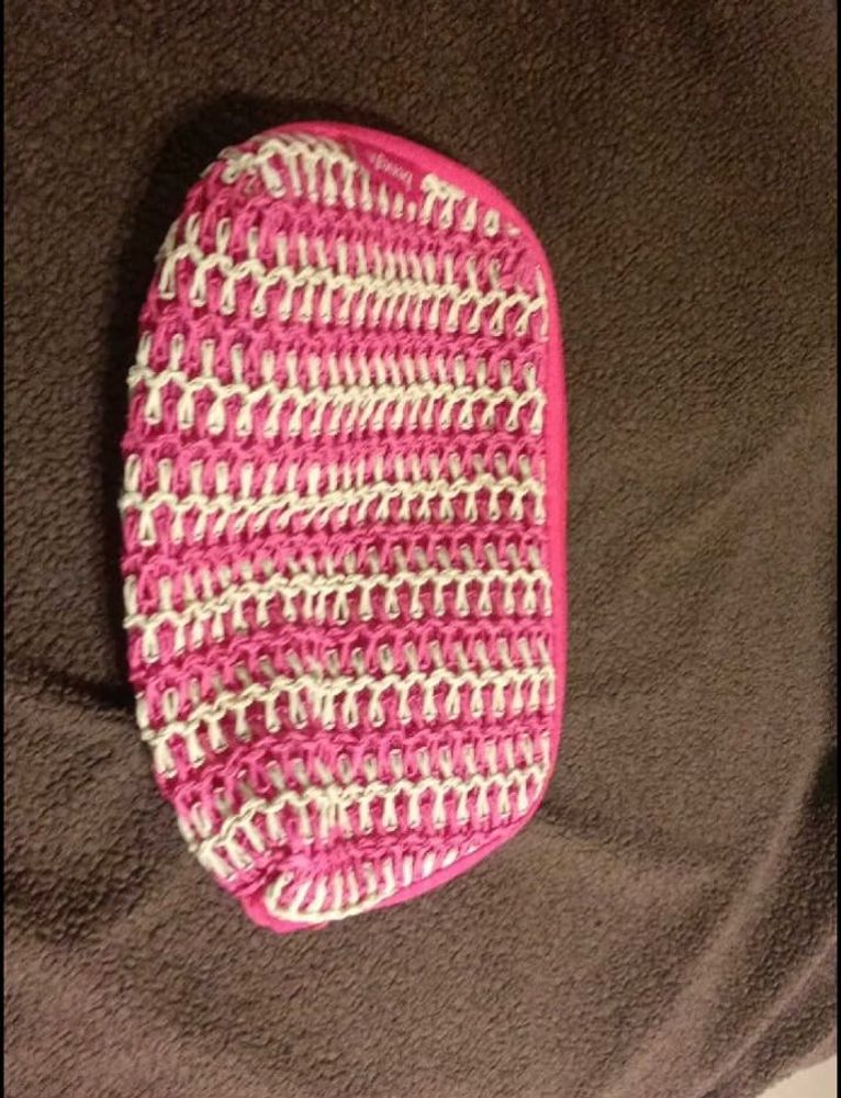 Crocheted Pink &amp; White Pouch