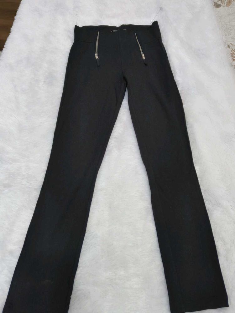 Black Zipper Detail Pants