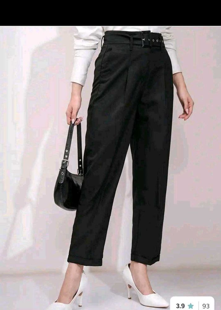 Chic Black Belted Trousers