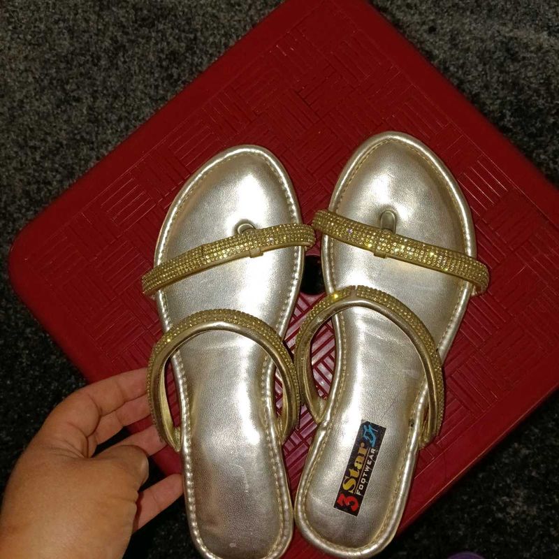 Sparkling Gold Flat Sandals