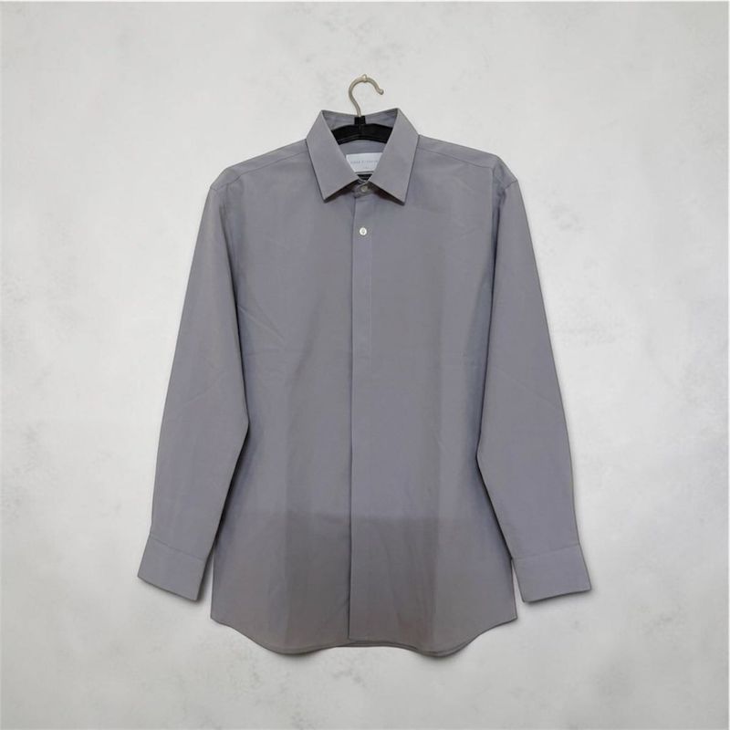 Men's Grey Long Sleeve Button-Up Shirt