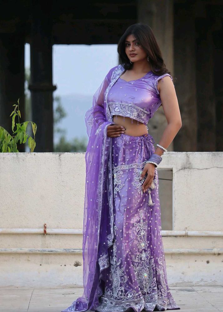 💅Stunning Lavender Sequined Lehenga Choli💅