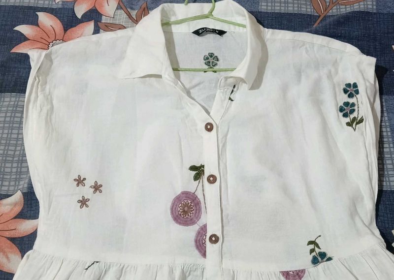 New zudio White cotton Cherry Print Shirt