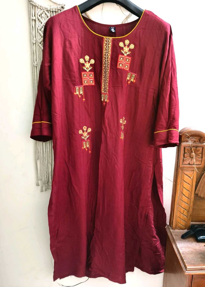 Maroon Embroidered Kurta 46