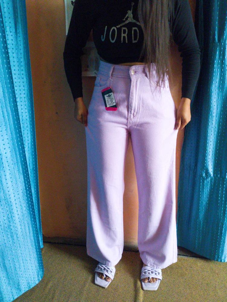💜🤍 Waist:-32 Light Purple Wide Leg Jeans🤍