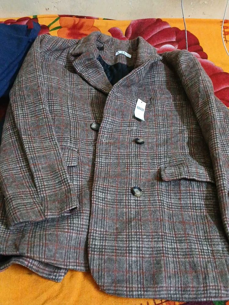 Plaid Wool Blend Jacket