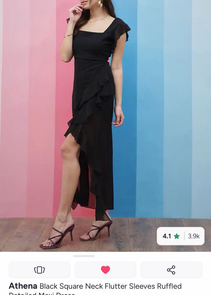 Elegant Black Ruffled Maxi Dress