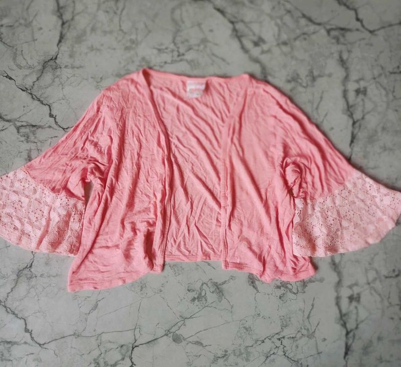 Lightweight Kimono with Lace Trim