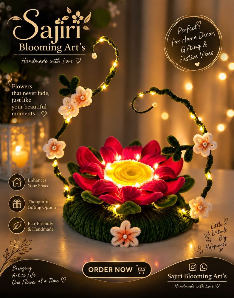 Handmade Lotus Showpiece with Lights