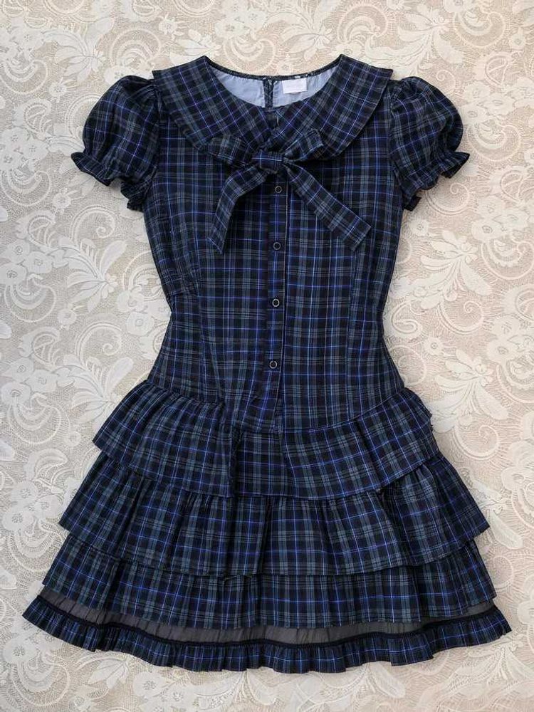 y2k Plaid Tiered Ruffle Dress