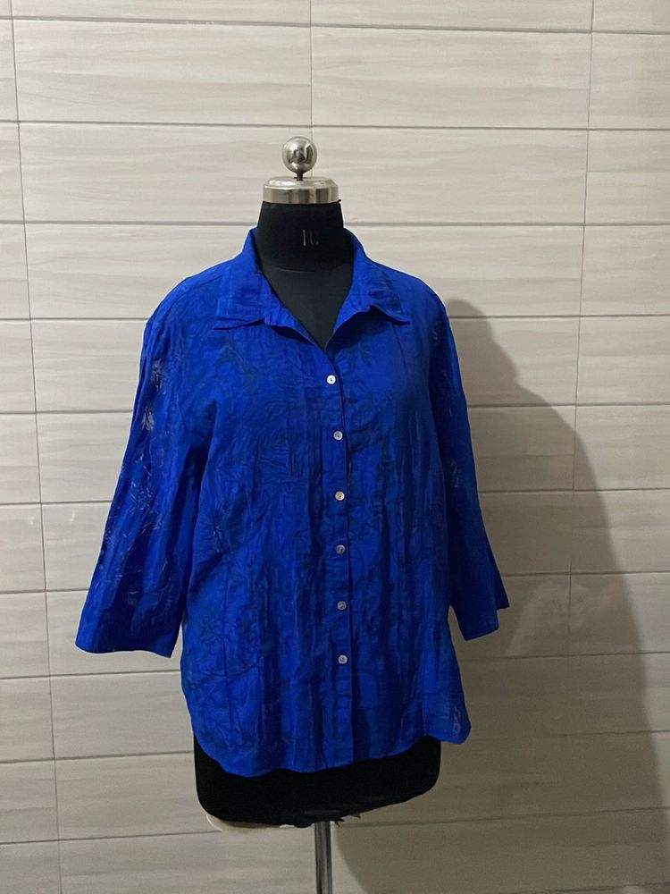 imported Vibrant Blue Button-Up Shirt