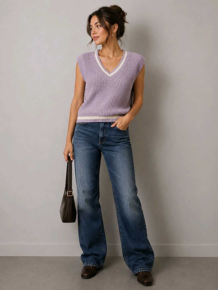 🌸 H&amp;M Lavender Preppy Knit Sweater Vest