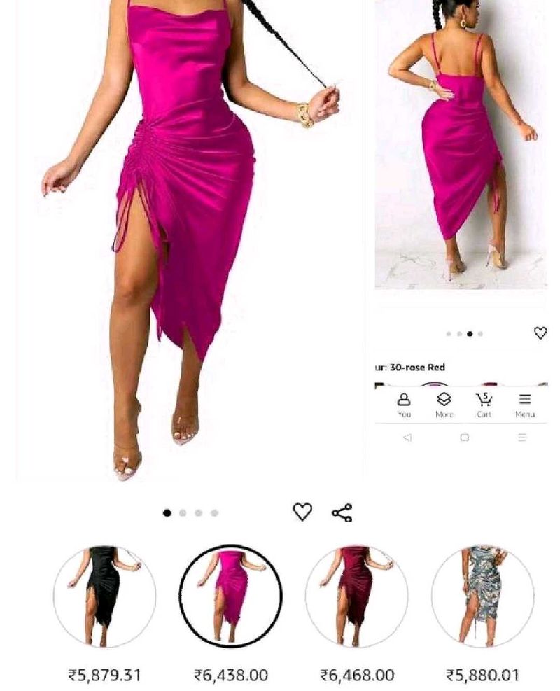 Brand New (Urbanic) Satin Ruched Cowl Neck Dress