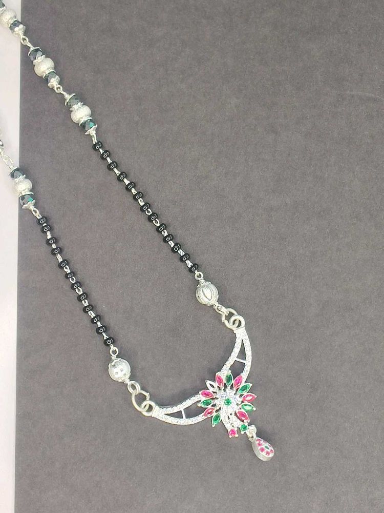 Elegant Silver Mangalsutra with CZ Stones