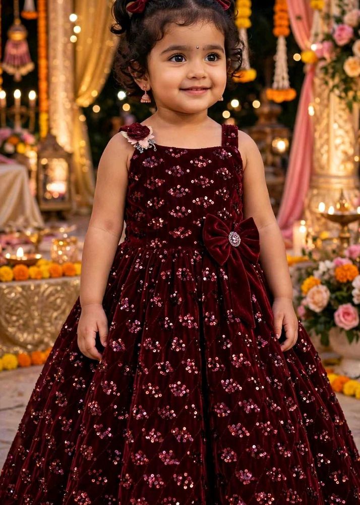 Girls Velvet Partywear Gown