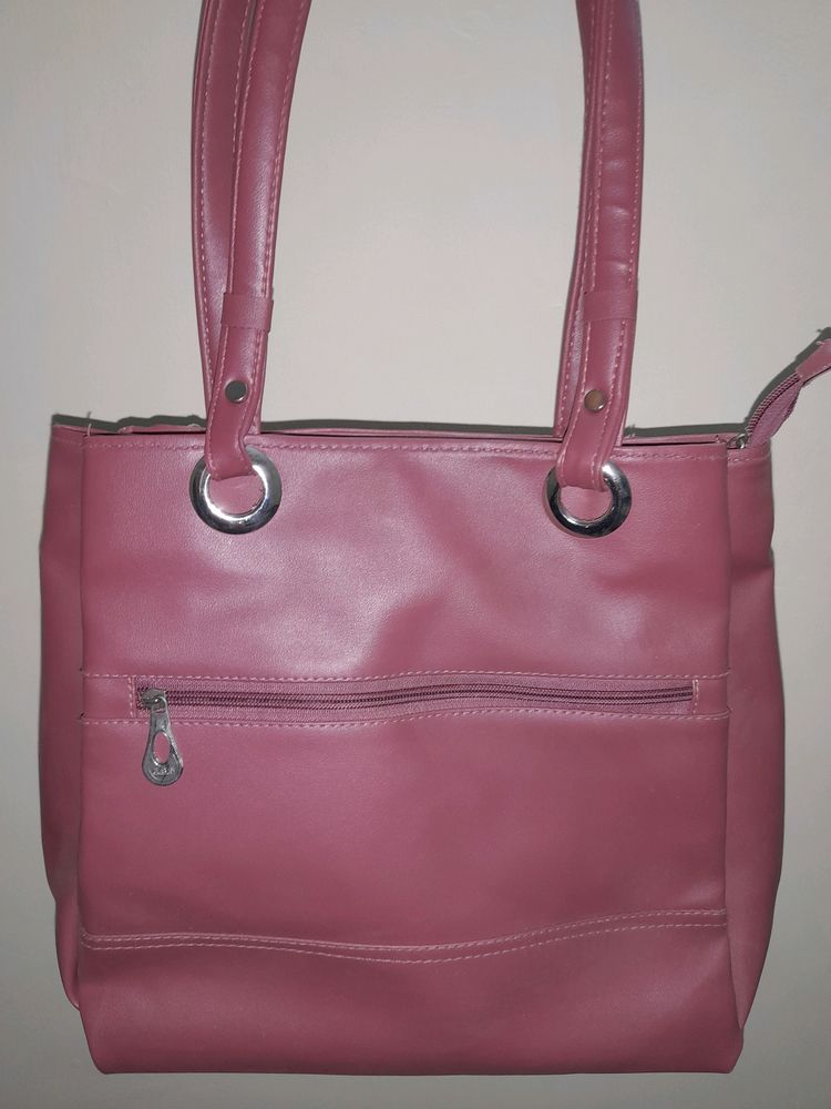 Leatherette Shoulder Bag with 3 Compartments