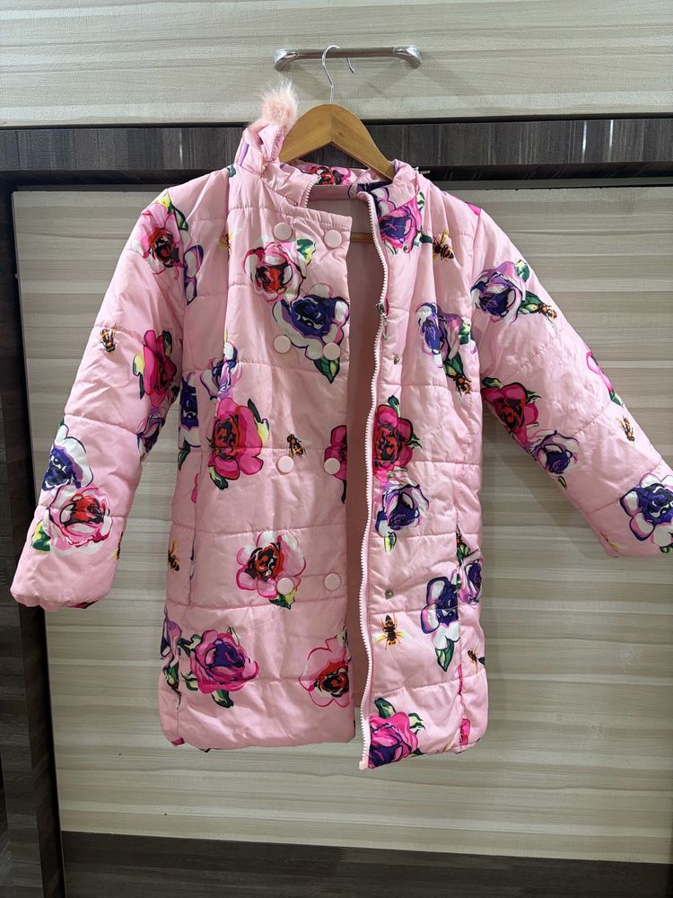 Pink Floral Puffer Jacket