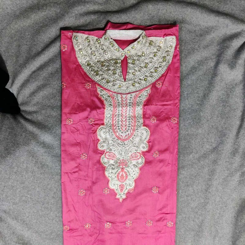 Pink Embroidered Dress Material withDupatta
