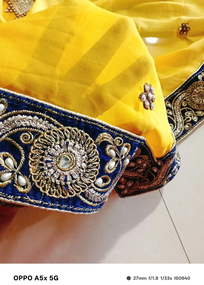 Beautiful Yellow Saree with Blouse Piece