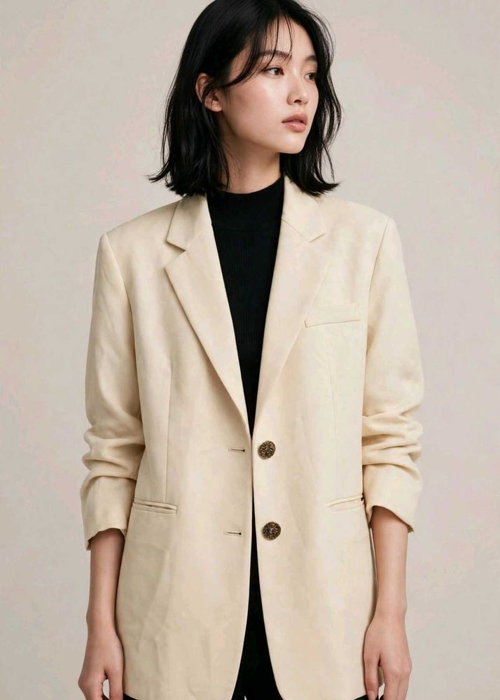 Butter yellow 💛 Chic Cream Oversized Blazer
