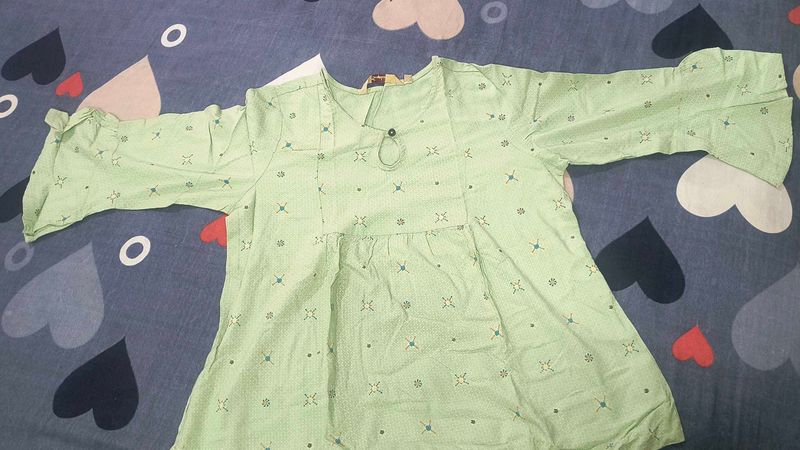 Light Green Printed short Kurta