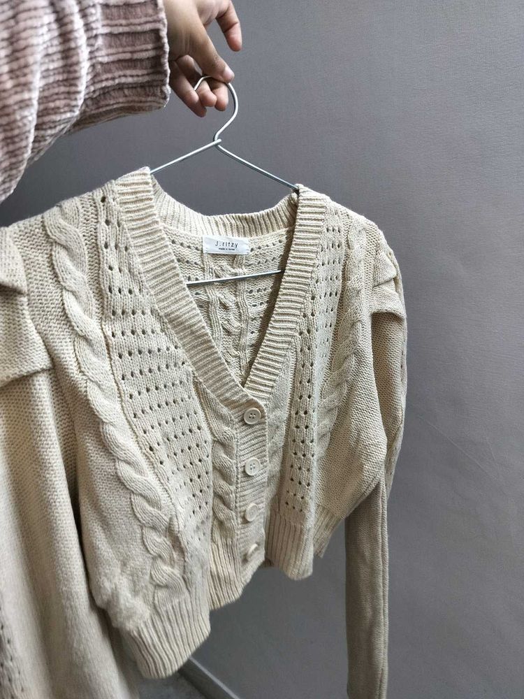 Cropped Knit Cardigan
