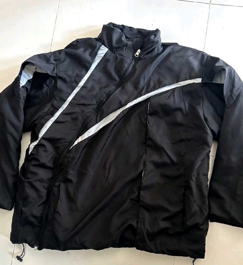 Heavy-Duty Black Puffer Windbreaker