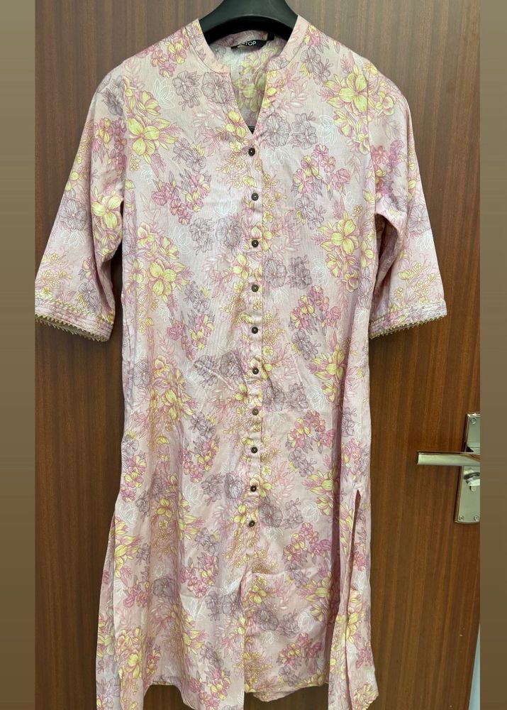 Pink Floral Print Kurta with pant