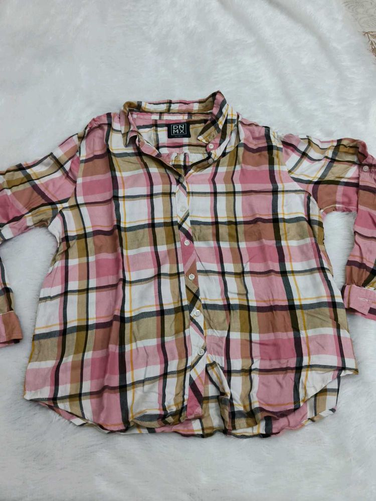Pink Plaid Button-Down Shirt