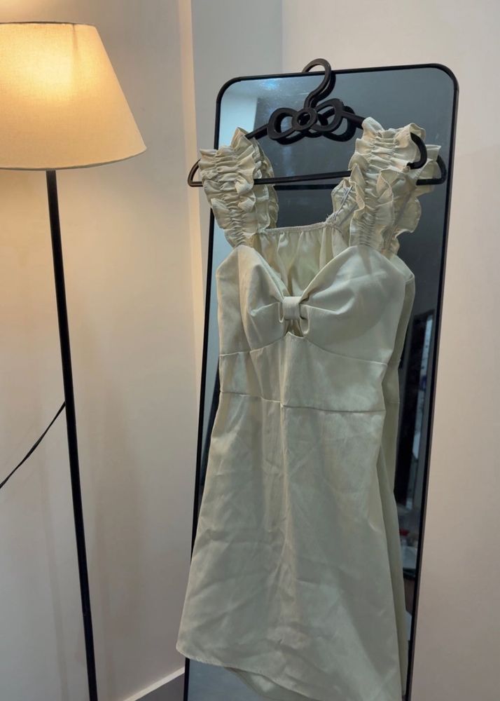 Cream Bow Detail Backless Mini Dress