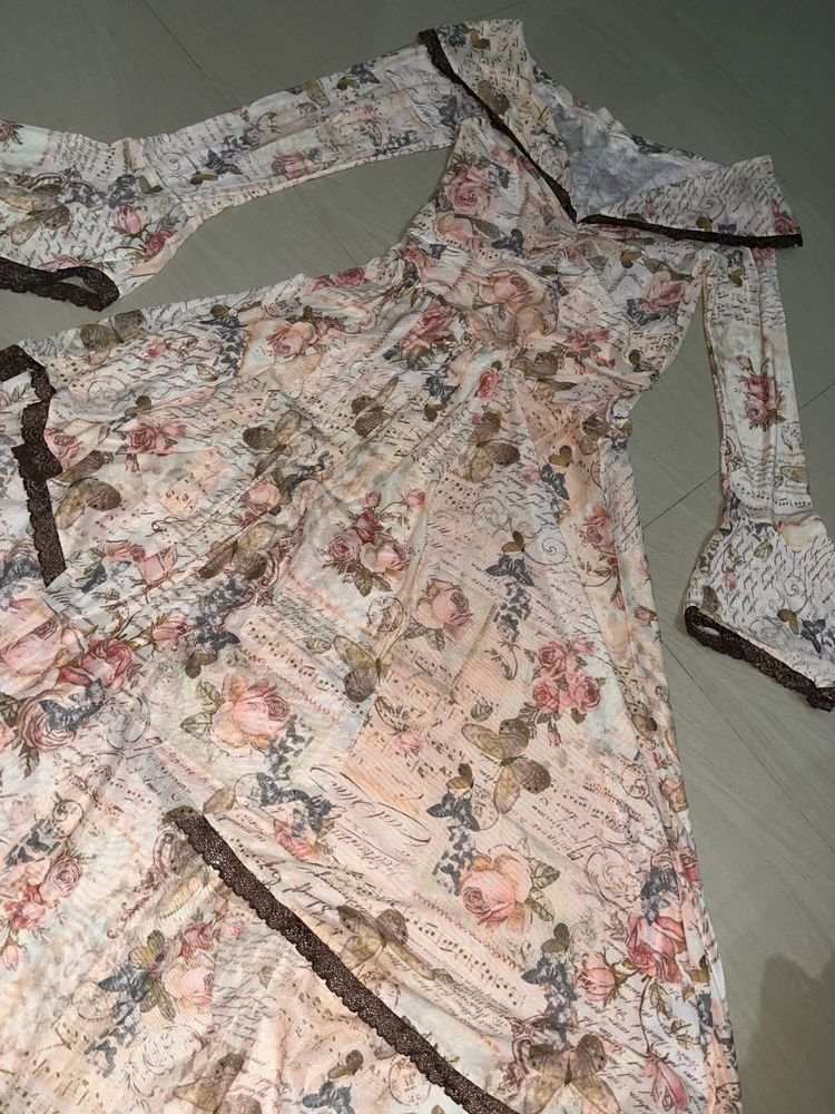 Vintage Floral Print Maxi Dress