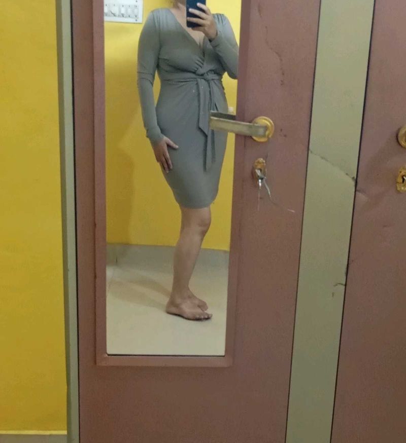 Elegant Grey Wrap Dress