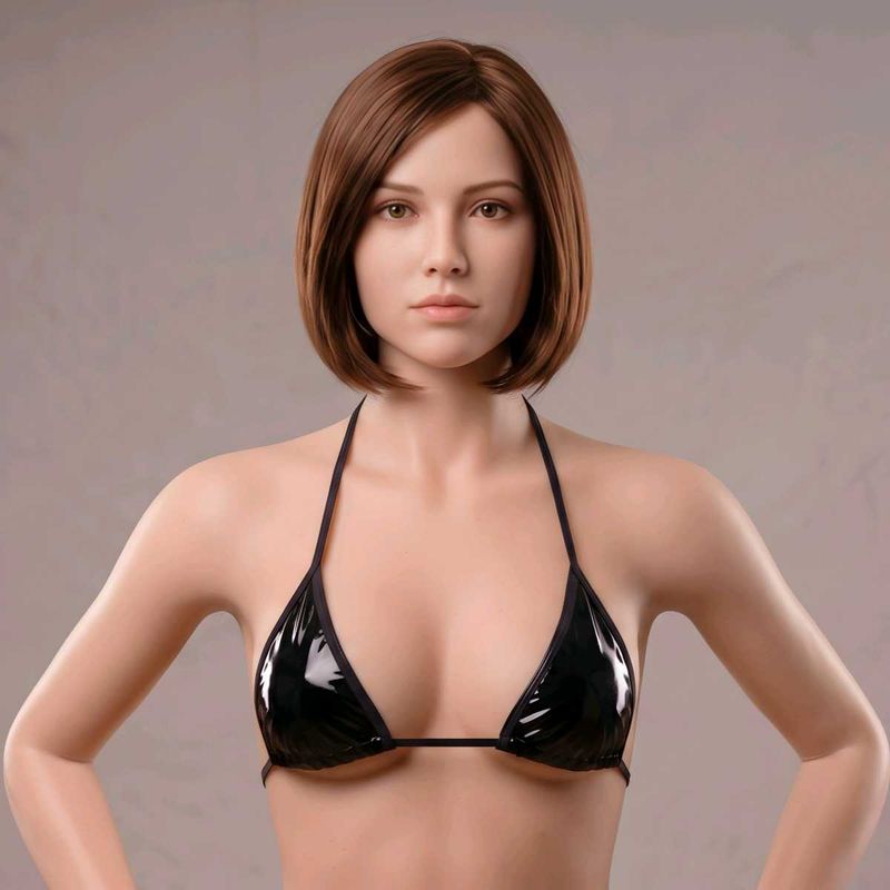 Shiny Black Faux Leather Bikini 👙