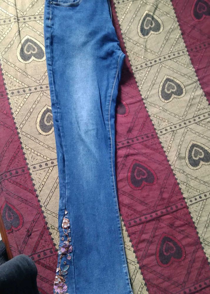 Embroidered Flare Jeans