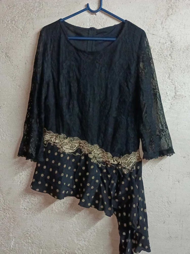 Stylish Lace Top Polka Dot Multicolour