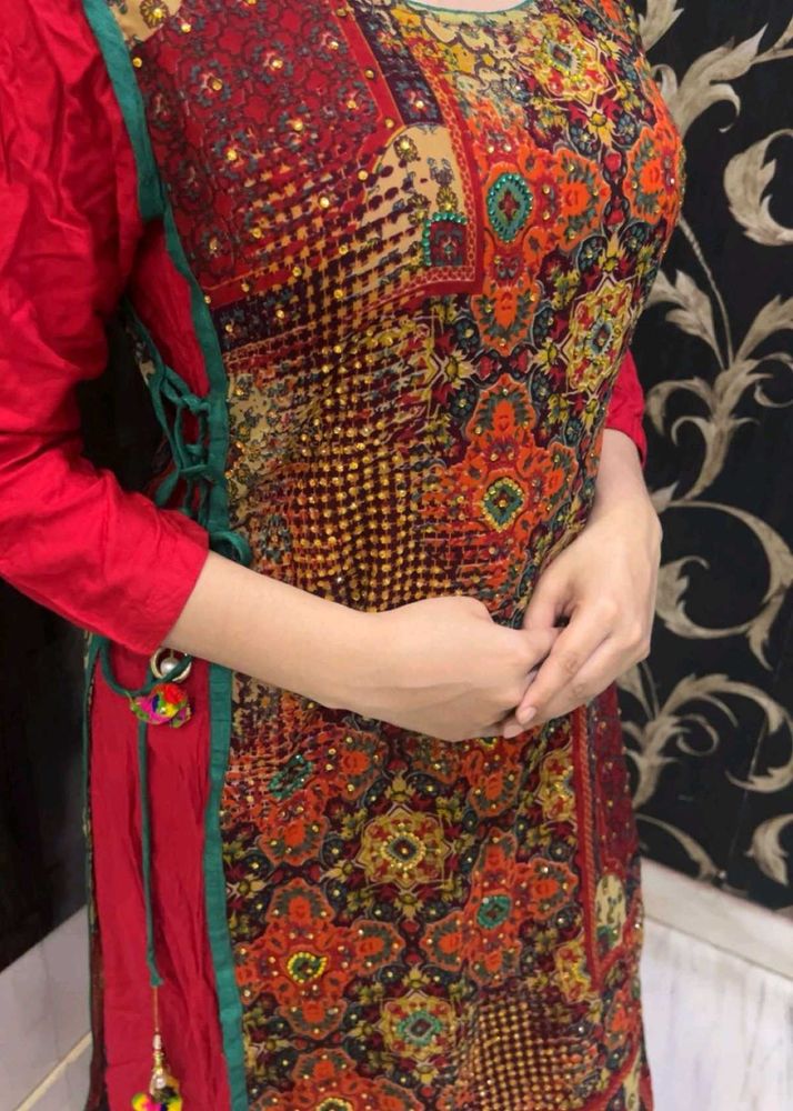 Vibrant Ethnic Kurta with Embellishments