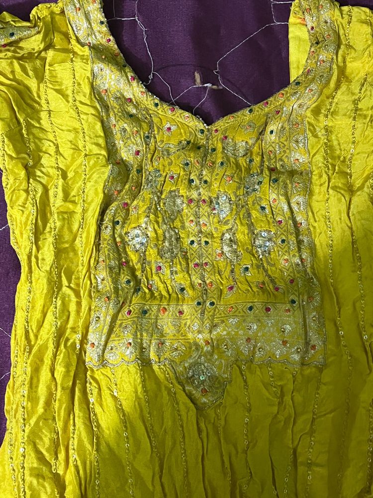 Vibrant Yellow Kurta with Intricate Embroidery