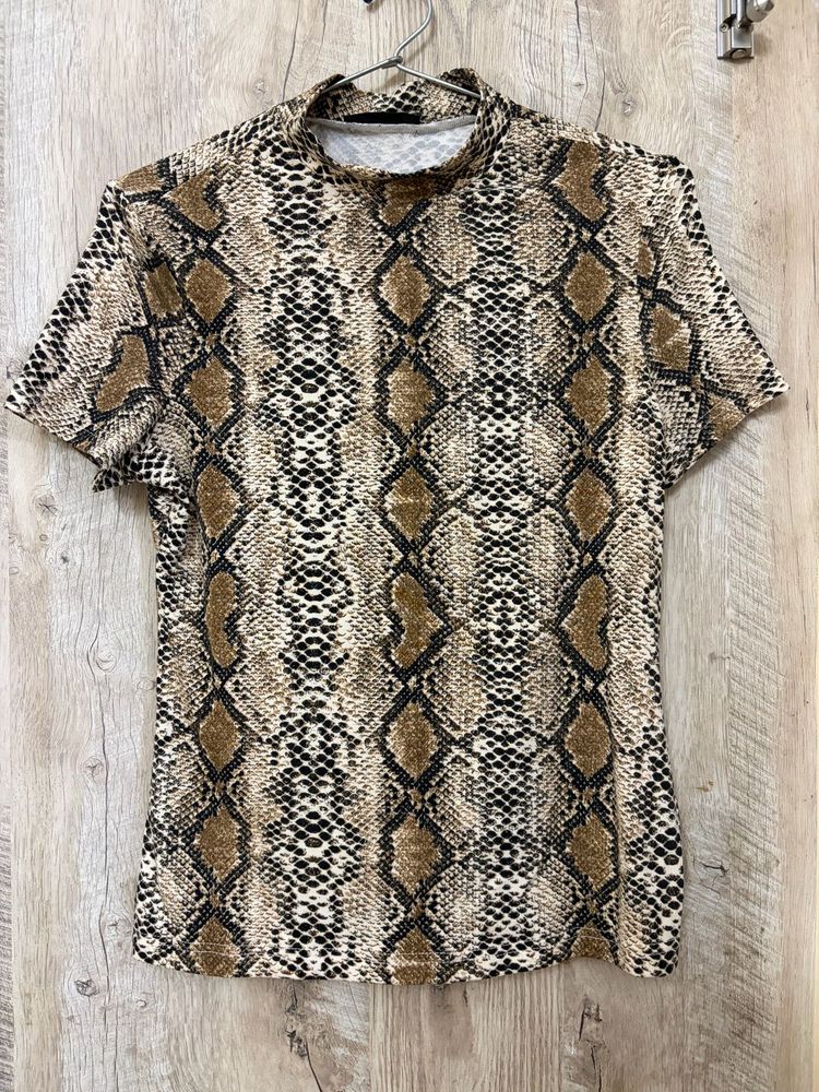 Snake Print Mock Neck Top