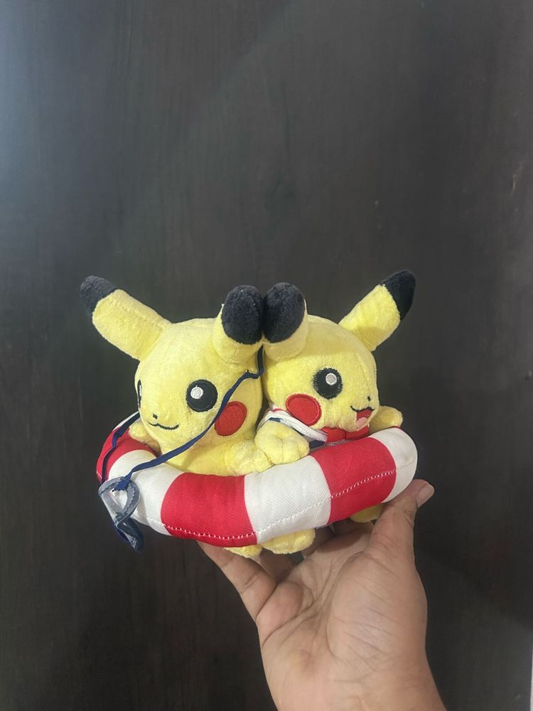 Cute Pikachu Plush Toy Duo with Ring