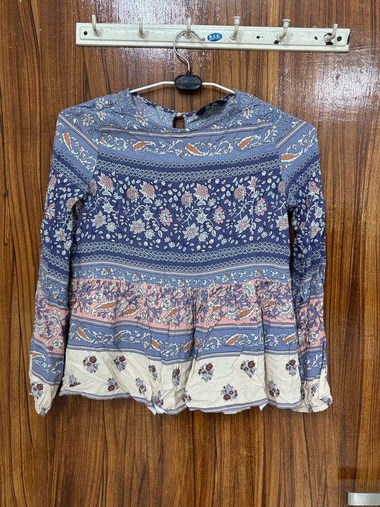 Boho Floral Print Long Sleeve Top