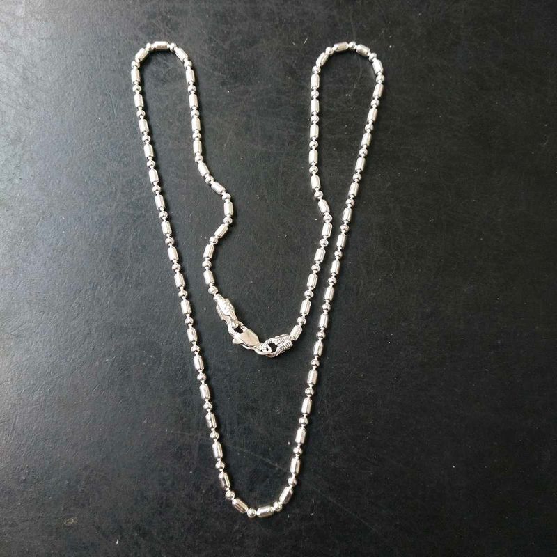 Pure Silver ._. Dot Ball Mix Snack Chain  22"inc