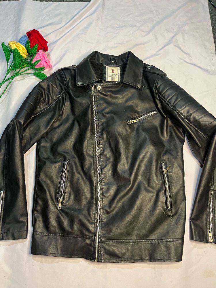 Men's Black Faux Leather Moto Jacket