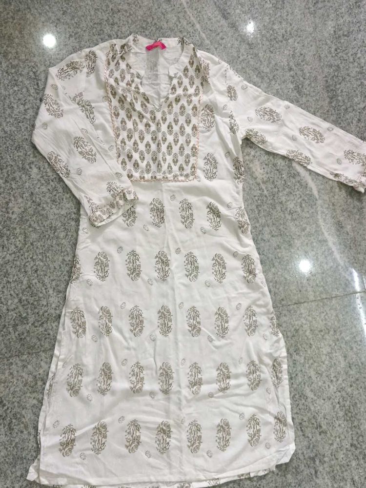 Elegant White Printed Kurta