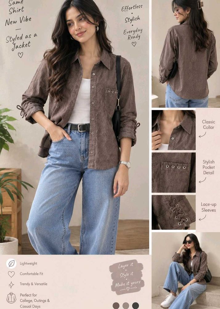 Mushroom Brown Suede-Finish Shirt/Jacket