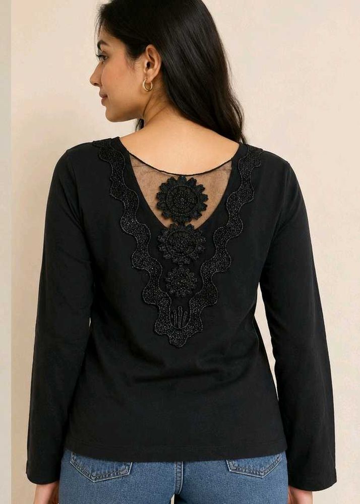Black Lace Back Top
